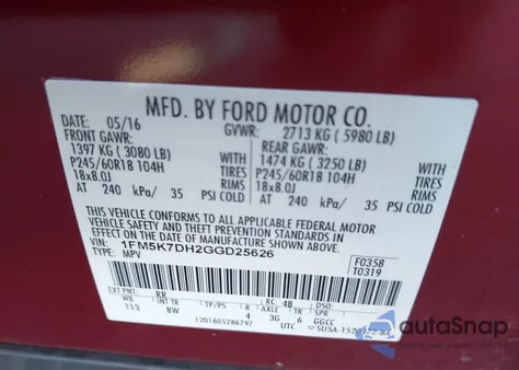 2016 Ford Explorer Xlt z USA, uszkodzony, nr VIN 1FM5K7DH2GGD25626